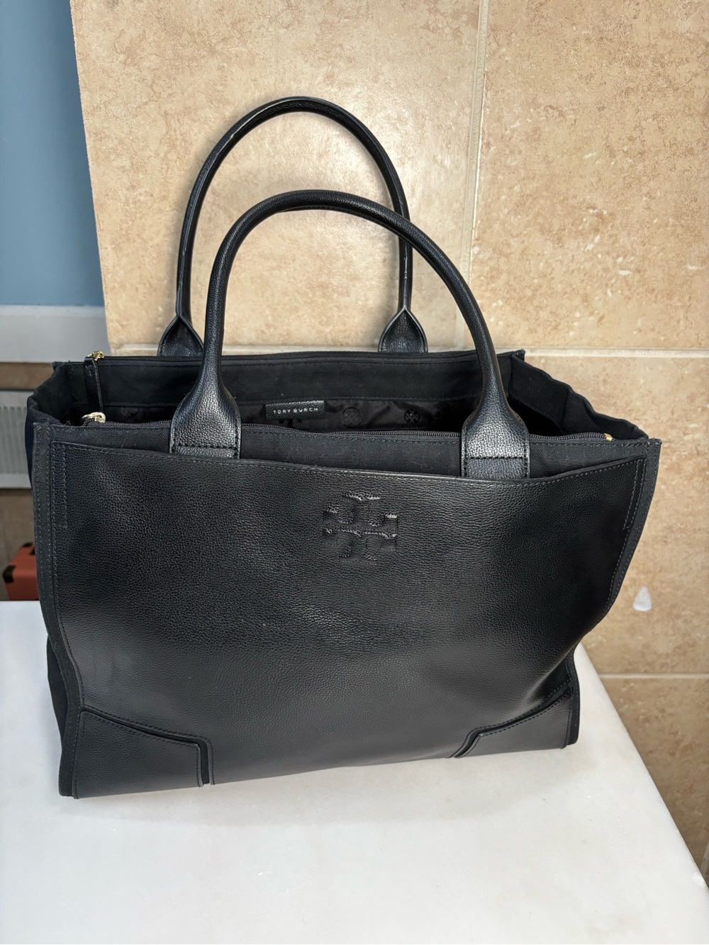 Tory Burch Ella Canvas Leather Tote
